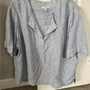 L.L. Bean Blue and White Striped Top